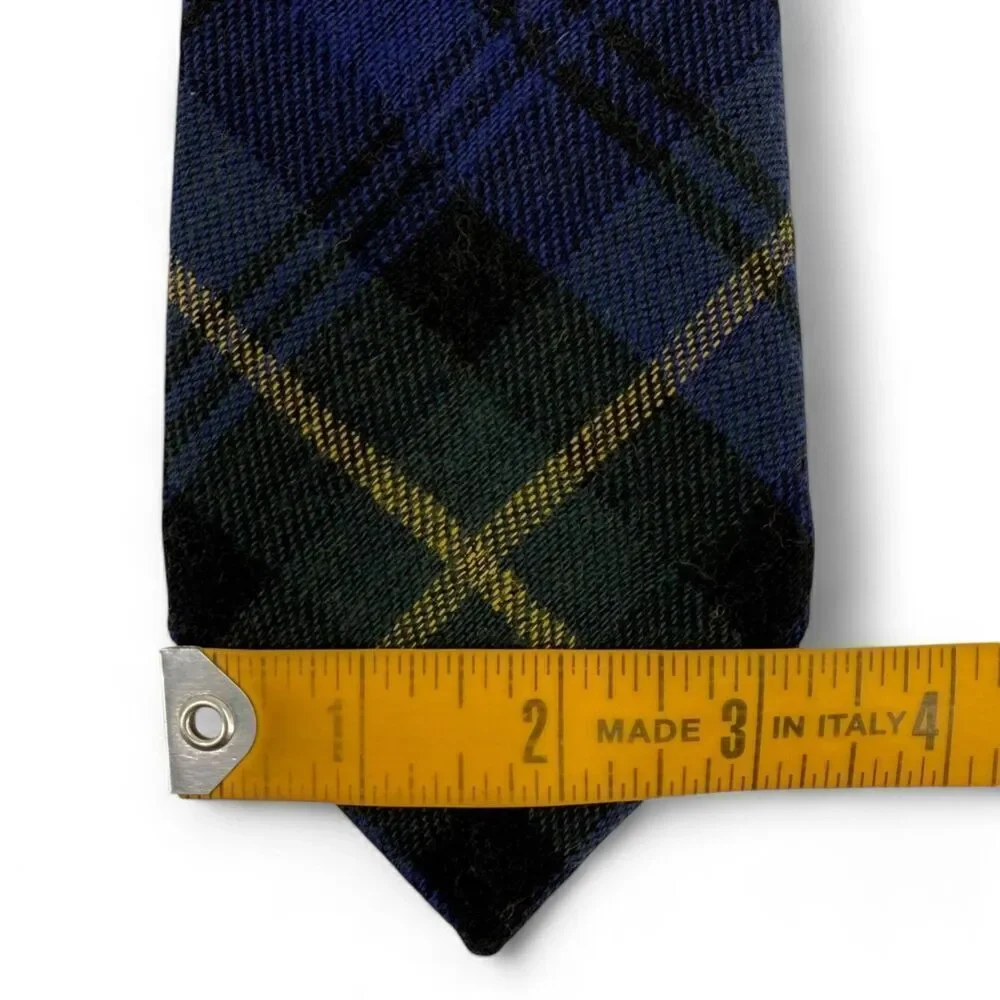 NWT Charles Tyrwhitt Tartan Wool Silk Luxury Handmade Necktie Italy Navy/Green